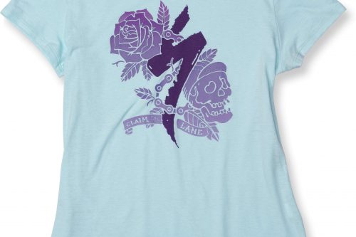 STANDARD TEE WMN INKED BBYBLU/PLMPRP M